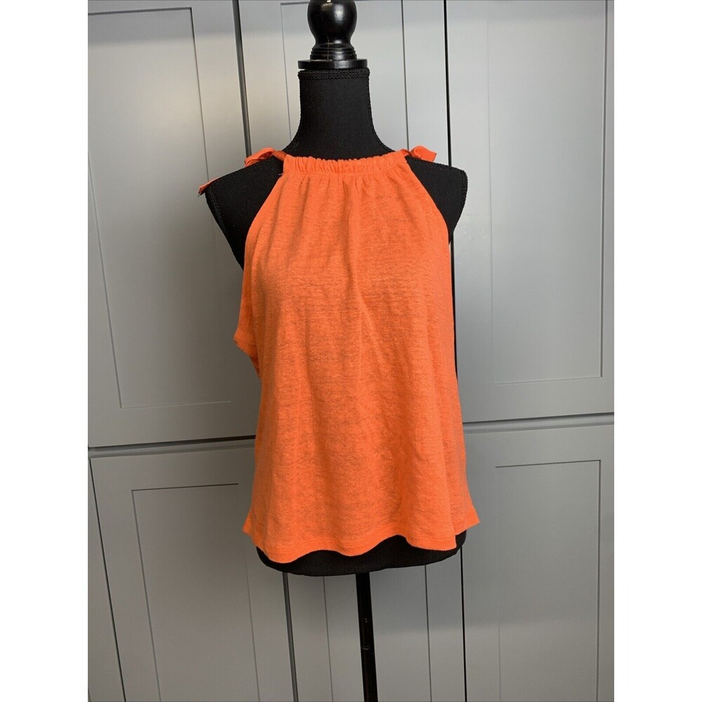 J.CREW Orange Linen Blend Tie Shoulder Halter Tank Top Medium NWT - Picture 3 of 10